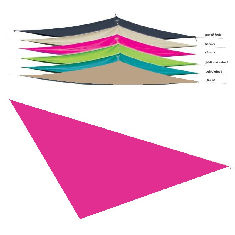 Trojúhelníková plachta proti slunci 3,6 x 3,6 x 3,6 m  růžová fuchsia