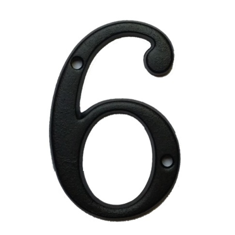 Domovní číslo - kovová číslice "6" - černá 8 cm