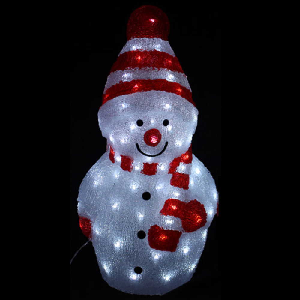 Sněhulák akryl 58 cm do zásuvky 96 LED studená bílá červený